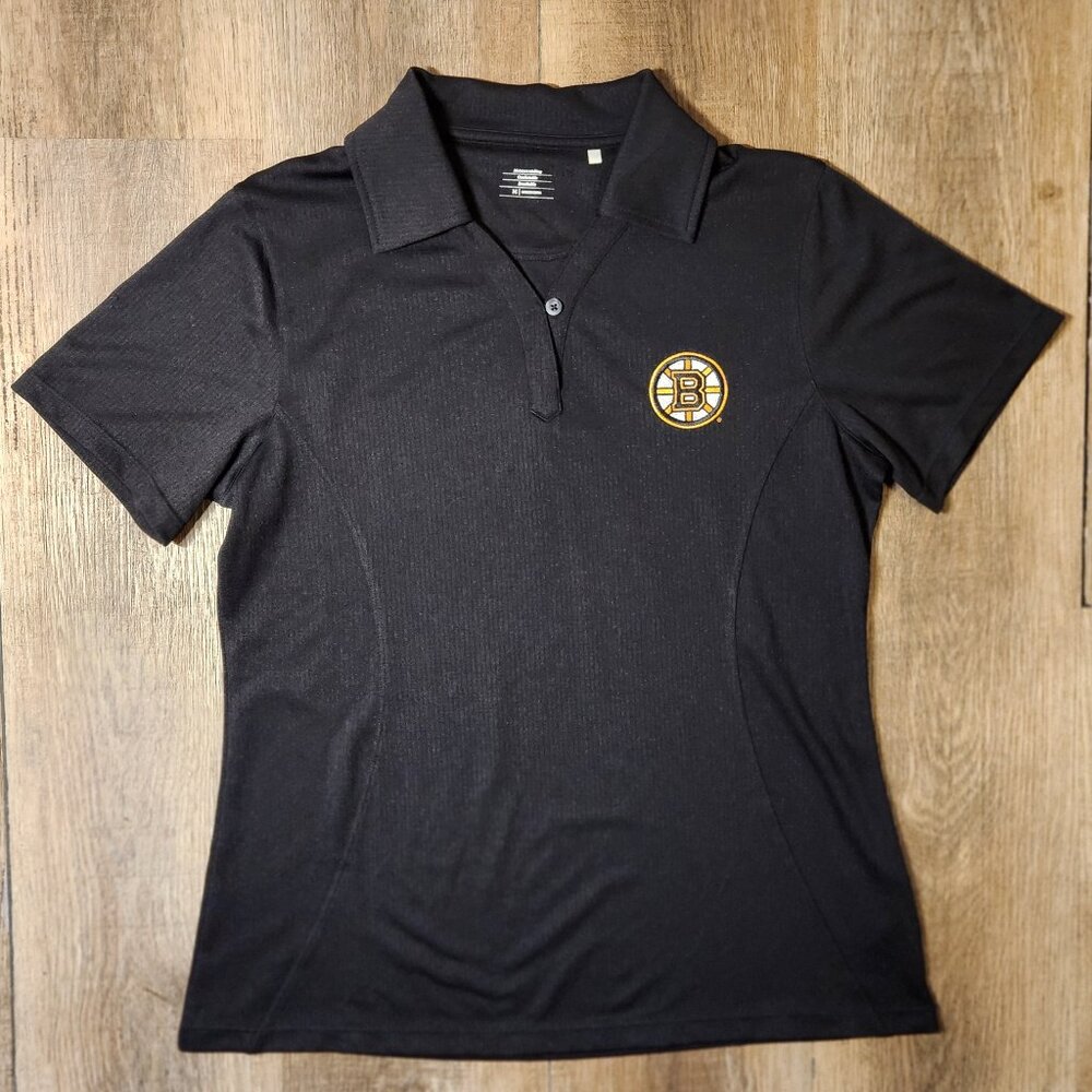🐻⛳Boston Bruins Women's Golf Black Performance Polo Shirt NHL Hockey-M